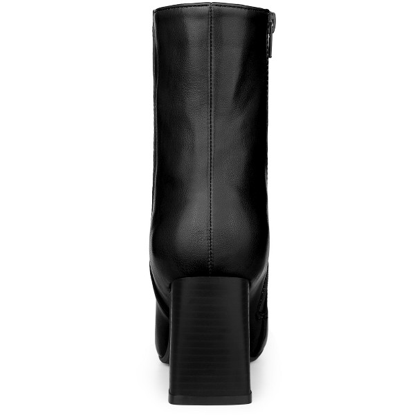 Botines de tacón grueso con cremallera lateral y punta afilada para mujer de Allegra K 4