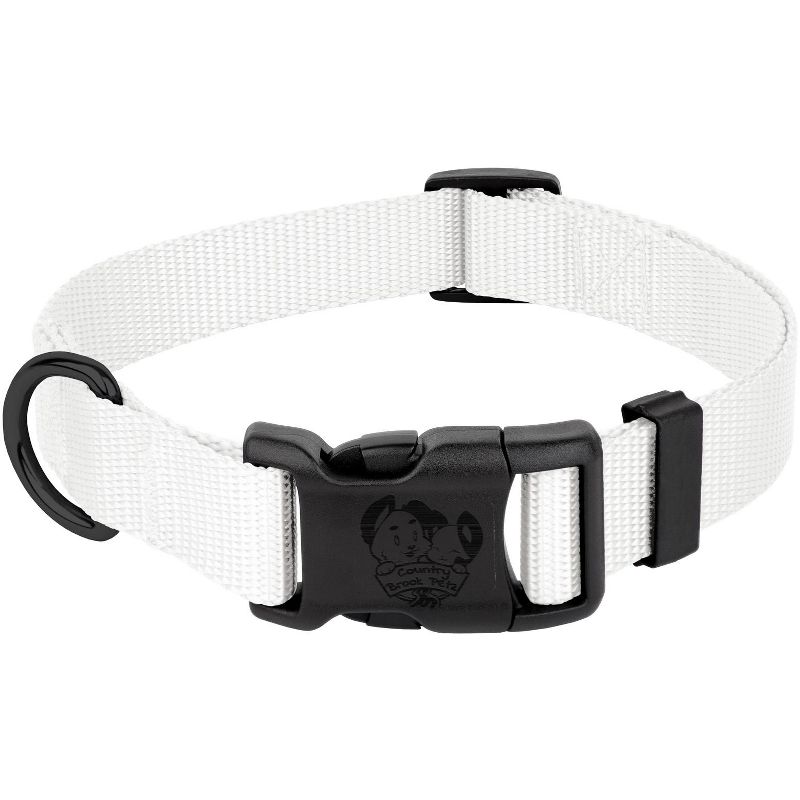 Country Brook Petz American Made Deluxe White Nylon Dog Collar, Small, 1 of 9