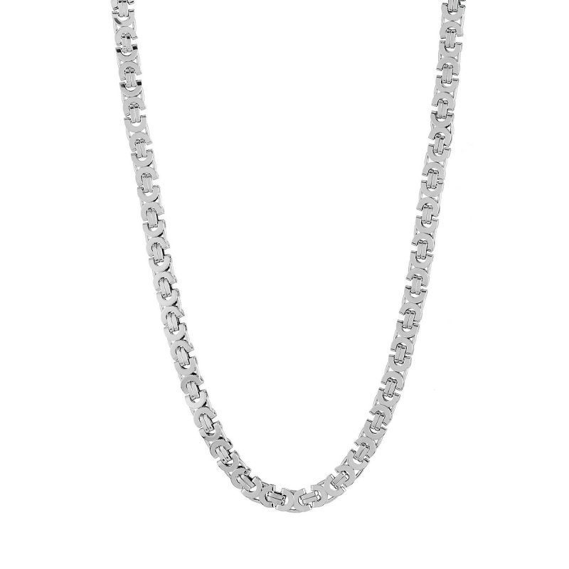 Men's Crucible Polished Stainless Steel Flat Byzantine Chain Necklace (10mm) - 22", 1 of 4