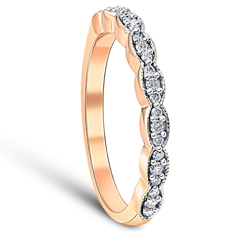 Pompeii3 1/5 cttw Diamond Stackable Womens Wedding Ring 14k Rose Gold, 3 of 6