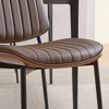 CAVINAS Mid Century Dining Chairs Set of 2,Retro Kitchen Chairs with PU Leather/Linen Seat,Dining Room Chairs with Metal Legs,Adjustable Feet - 4 of 4