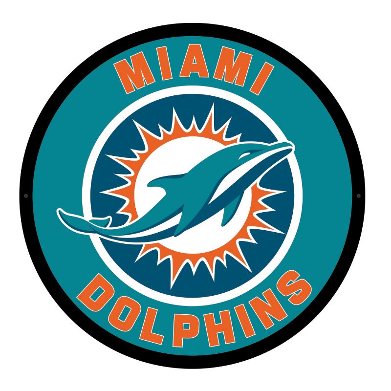 Evergreen Ultra-Thin Edgelight LED Wall Decor, Round, Miami Dolphins- 23 x 23 Inches Made In USA, 1 of 7