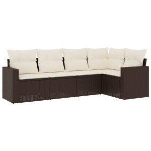 vidaXL Garden Sofa Set Brown PE rattan Large Adjustable Feet - 1 of 4
