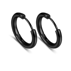 Stainless Steel Hoop Earrings by Ginger Lyne Huggie Style for Lobe Cartilage Piercing Body Jewelry - 1 of 4