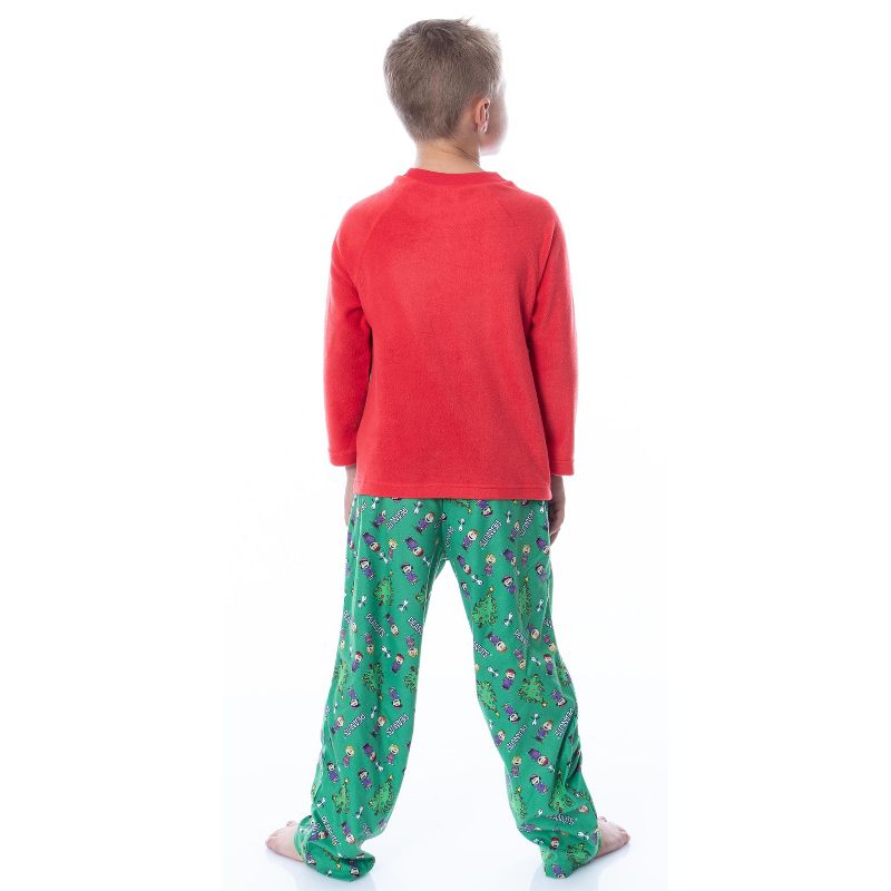 Peanuts Boys' Christmas Holiday Season Sing Along Sleep Pajama Set Green, 2 of 5