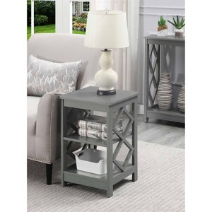 HomeStock Diamond End Table with Three Tier Shelves and Decorative Side Cut Outs, Contemporary Accent Storage Table for Living Room - 1 of 3
