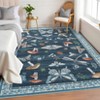 2x6FT Modern Washable Area Rug, Insect Floral Print Floor Cover with Non Slip Backing, Low Pile Stain Resistant Indoor Carpet for Bedroom - 2 of 4