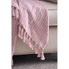 Dexmalle Decorative Pink and Tan Cotton Throw Blanket with Tassels, 2 Pack - 3 of 4