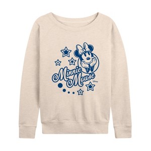 Women's - Disney - Minnie Mouse Stars Lightweight French Terry Wide Neck Long Sleeve Shirt - 1 of 4