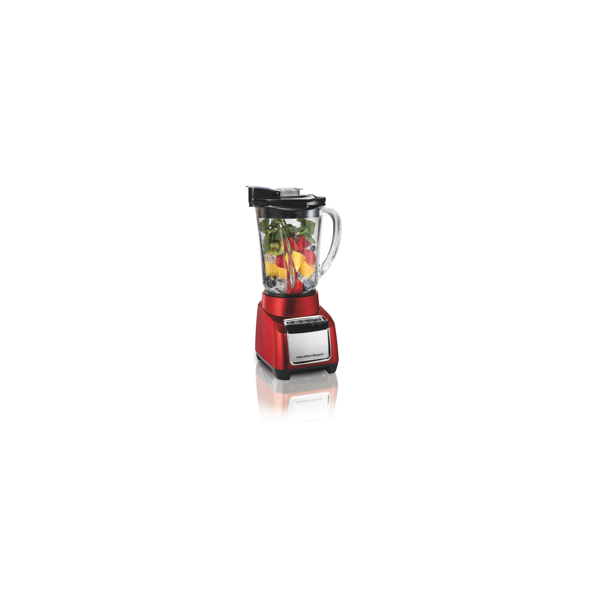 Hamilton Beach Wave Action Blender 48oz Red 53519FG: 700W Glass Jar, 6 Speeds, Dishwasher-Safe, Smoothie & Kitchen Blender