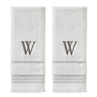 SKL Home By Saturday Knight Ltd Casual Monogram Hand Towel Set A - 2-Count - 16X26", White