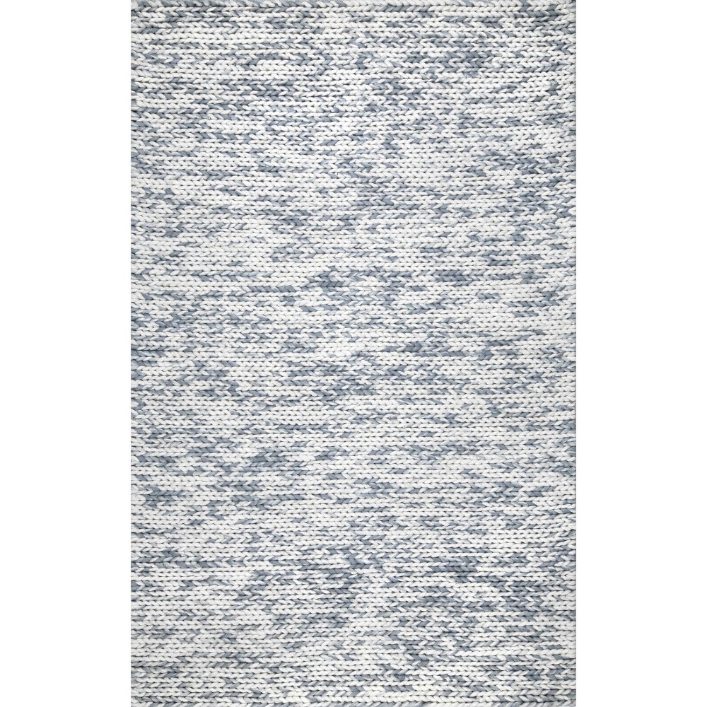 8'x10' Hand Woven Chunky Woolen Cable Area Rug Silver - nuLOOM