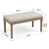 31 Inch Rectangle Ottoman Bench, Wooden Entryway Bench, Button Tufted Entryway Bench for Entryway Bedroom Living Room Beige - 2 of 4