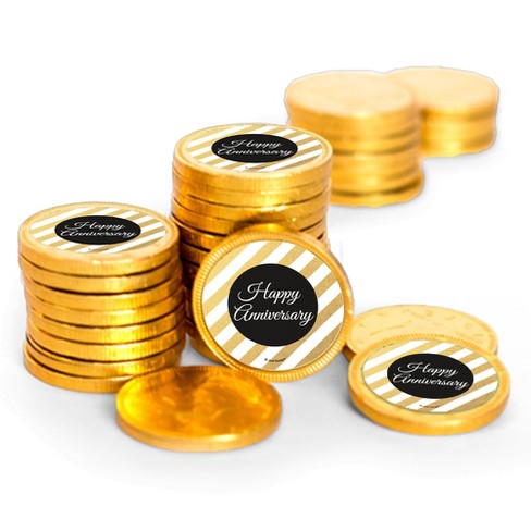 84 Pcs Anniversary Candy Party Favors Chocolate Coins Gold Foil