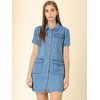 Allegra K Women's Jean Casual Collared Belted Button Down Denim Shirt Dress - 2 of 4