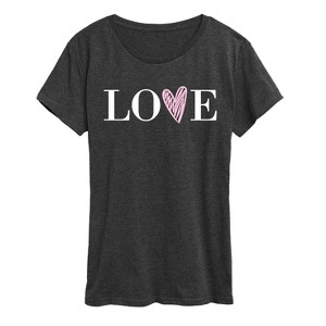 Women's - Instant Message - Love Heart V Short Sleeve Graphic T-Shirt - 1 of 4