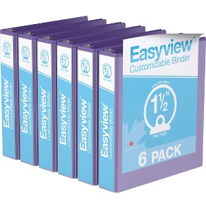 1.5" Premium Round Ring Binder 6pk Customizable View Purple - Easyview: Polypropylene, 275 Sheet Capacity, 2 Pockets - 1 of 2