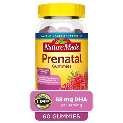 Nature Made Prenatal Gummies with DHA and 100% Daily Value of Folic Acid - Mixed Berry - 60ct