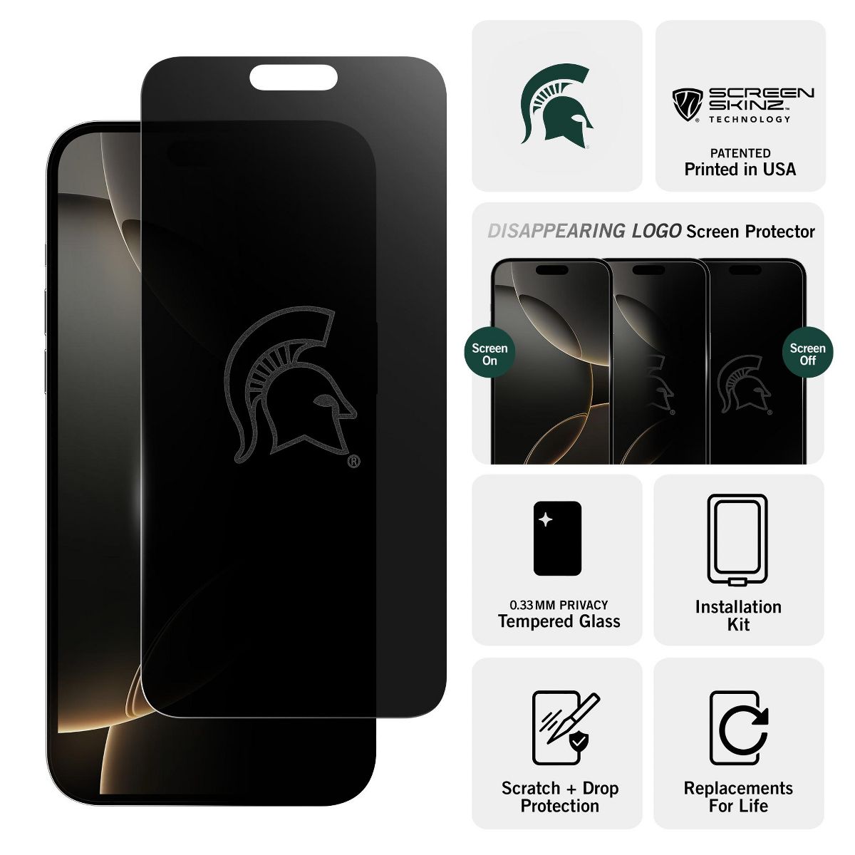 Screen Skinz Michigan State Spartans Privacy Screen Protector - thumbnail 3