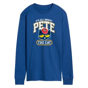 Men's - Pete the Cat - It's All Groovy Collegiate Long Sleeve Graphic T-Shirt - 1 of 4