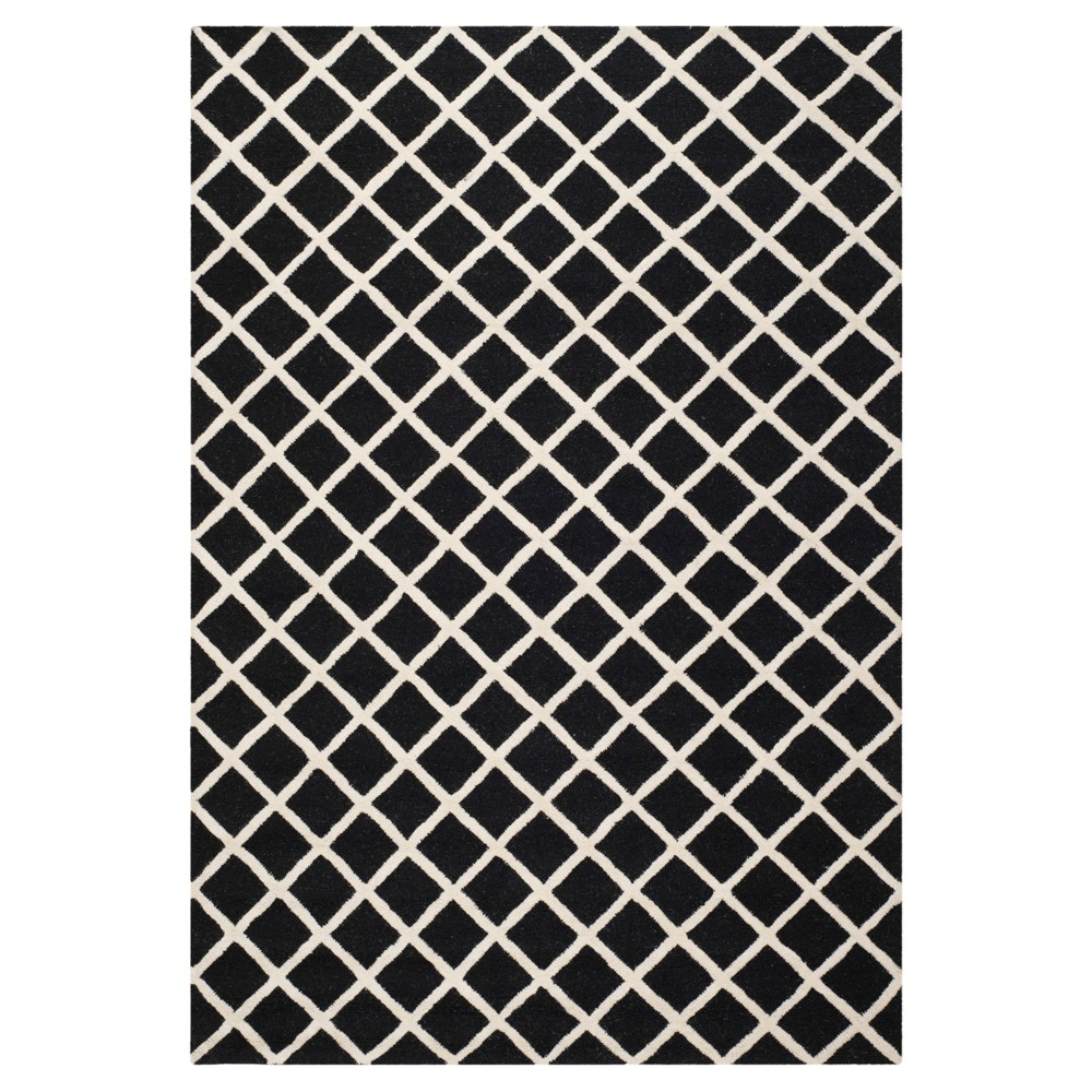 6'x9' Trellis Area Rug Black/Ivory - Safavieh