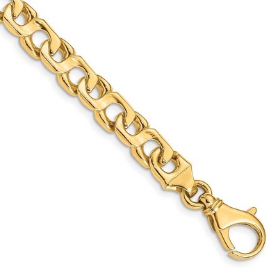 Black Bow Jewelry 14K Yellow or White Gold, 7.5mm Fancy Figure-8 Chain Bracelet, 8 Inch