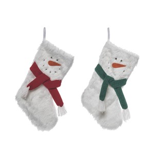 Transpac Plush Snowman Stocking Set of 2 Christmas Home Decorations - 1 of 2