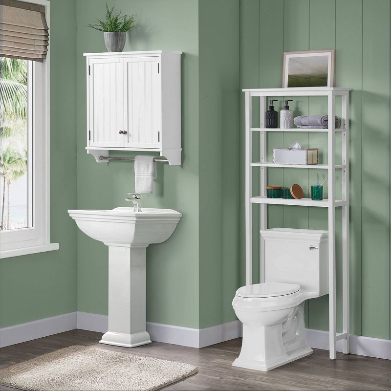Dover Wall Mounted Bathroom Storage Cabinet with Two Doors and Towel Rod White - Alaterre Furniture, 3 of 9