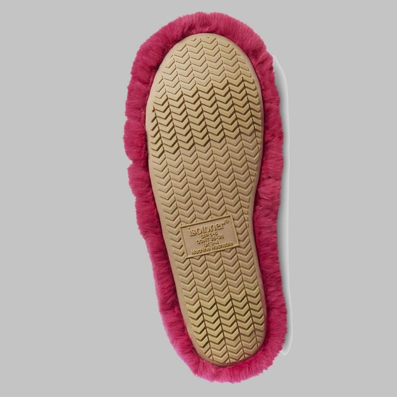Isotoner Women's Shay Faux Fur Slip-on Slippers - Berry Pink, 5 of 8