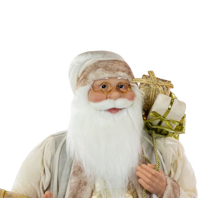 Northlight 36" Winter White and Ivory Santa Claus with Gift Bag Christmas Figure, 5 of 7