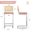 AZL1 Life Concept Dining Sets Set of 2 Upholstered Velvet Barstools with Rattan Back Stools Armless Bar for Kitchen Island, Pink, 18.9"*17.7"*42.5" - 3 of 4