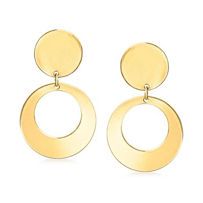 Ross-Simons Italian 14kt Yellow Gold Circle Drop Earrings