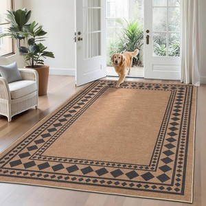 Rug Ultra-Thin Low Pile Lightweight Non-Slip Hallway Kitchen Runner with Non-Shedding Backing for Bedroom - 1 of 4