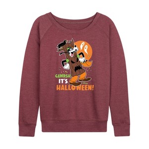 Women's - Disney - Gawrsh It's Halloween Lightweight French Terry Wide Neck Long Sleeve Shirt - 1 of 4