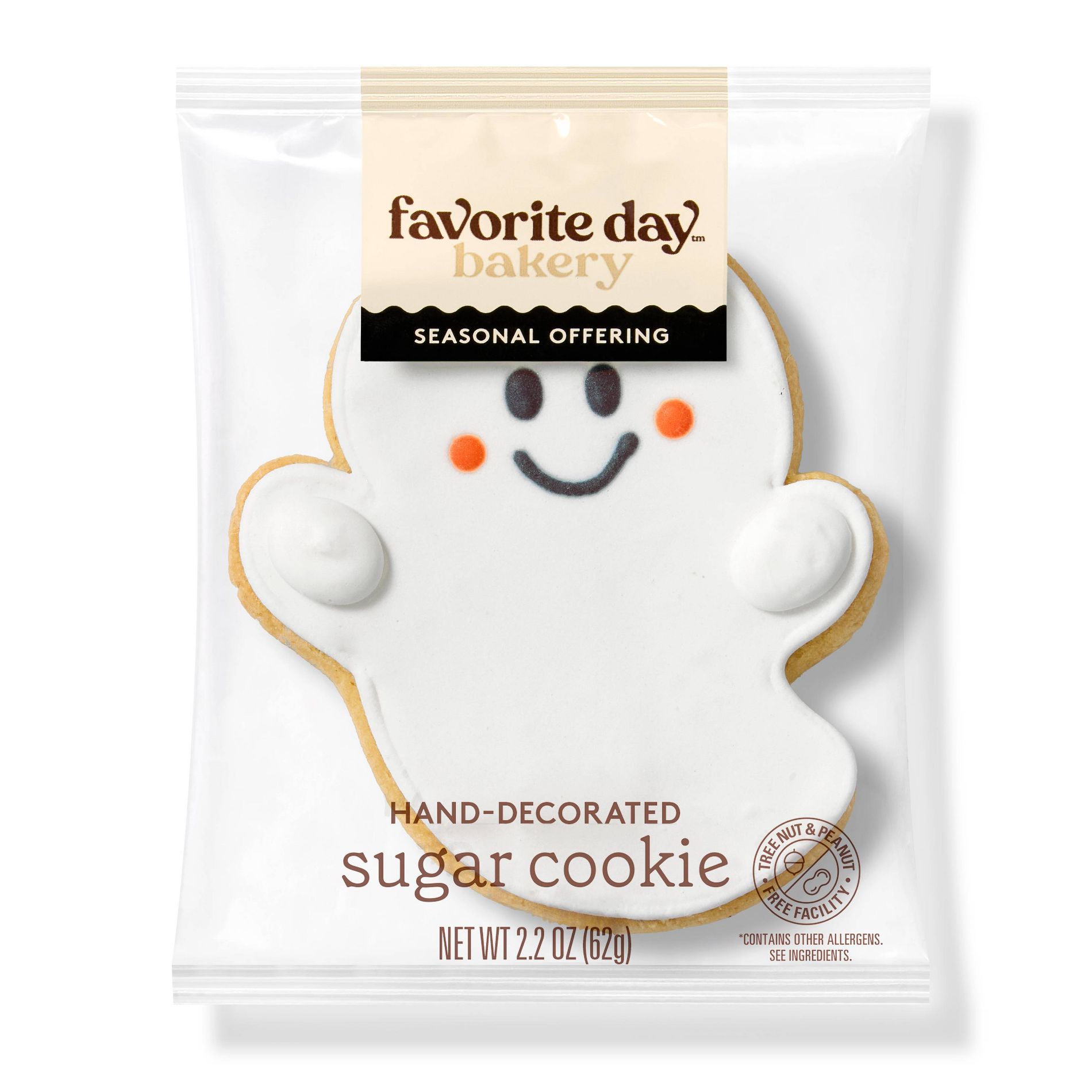 Halloween Hand Decorated Ghost Cookies - 2.20oz - Favorite Day™