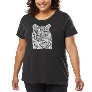 LA Pop Art Women's Word Art T-shirt - Big Cats - 1 of 4