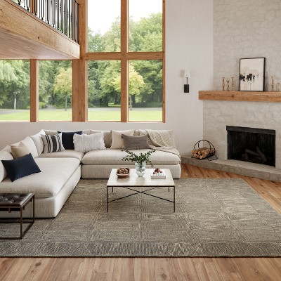Hand-Tufted Gray Wool Rectangular Easy Care Area Rug