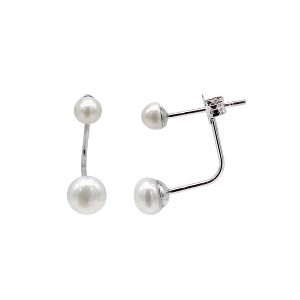 Adornia Tarnish Resistant Rhodium Plated Freshwater Pearl Jacket Earrings - 1 of 3