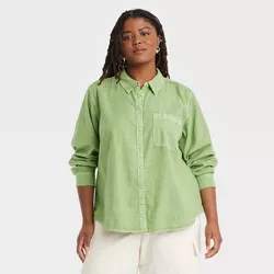Women's Plus Size Long Sleeve Classic Fit Button-Down Shirt - Universal Thread™ Green 4X