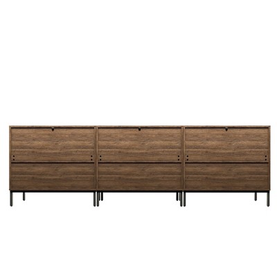 Farmhouse Dark Brown MDF 91" Sideboard Buffet with Adjustable Shelves