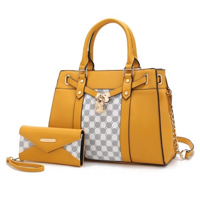 MKF Collection Christine Circular Print Vegan Leather Satchel Bag for Women with Matching Wallet by Mia K