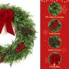 Christmas Wreaths for Front Door, 24 Inch Large Outdoor Christmas Wreath with Berries Velvet Bow - 3 of 4