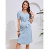 Women Maternity Dress Casual Short Sleeve Nursing Dress V Neck Breastfeeding Ribbed Knit Belt Pregnancy Dresses - 3 of 4