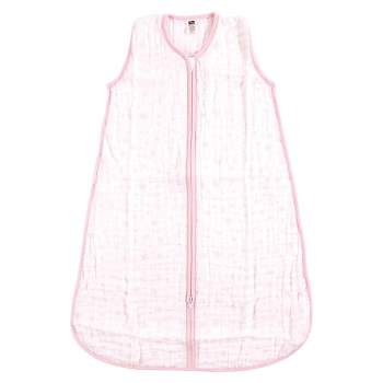 Hudson Baby Infant Girl Muslin Cotton Sleeveless Wearable Sleeping Bag, Sack, Blanket, Pink Stars