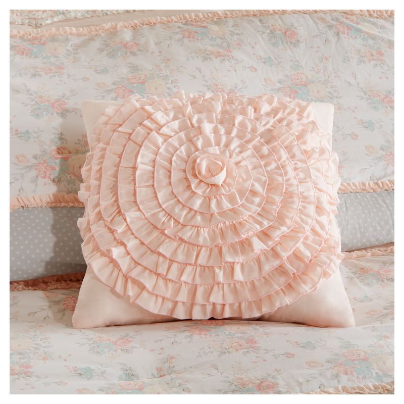 Desiree Cotton Percale Comforter Bedding Set with Euro and Bedskirt Blush - Madison Park, 6 of 10