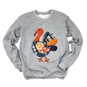 Plaid Turkey Patchwork Print - Women's Graphic Sweatshirt - 1 of 4