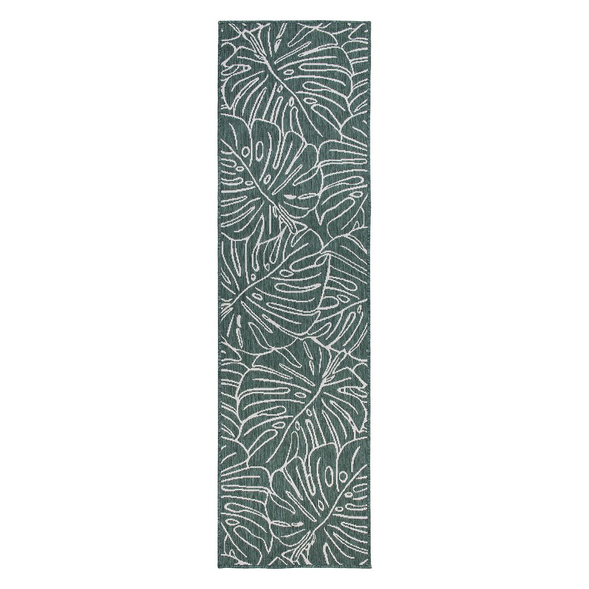 World Rug Gallery Contemporary Tropical Leaves Weather Resistant Reversible Indoor/Outdoor Area Rug: Quick Dry, UV Protection