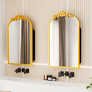 Spassway 36"H*24"W Ornate Arch Metal Medicine Cabinet with Adjustable Shelves Recessed Wall Cabinet Wall Mounted Bathroom Storage Cabinet with Mirror - 1 of 4