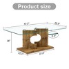 Racxily A rectangular modern and fashionable coffee table with tempered glass tabletop and wooden color MDF leg, Suitable for living room - 2 of 4