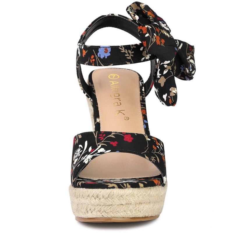 Allegra K Women's Platform Floral Printed Slingback Espadrille Wedge Sandals, 2 of 7